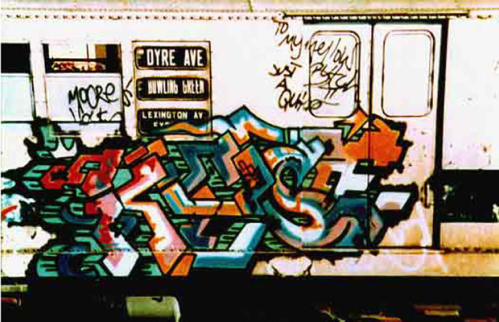 Graffiti Writing on a Train