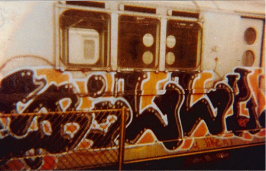 Graffiti Writing on a Train