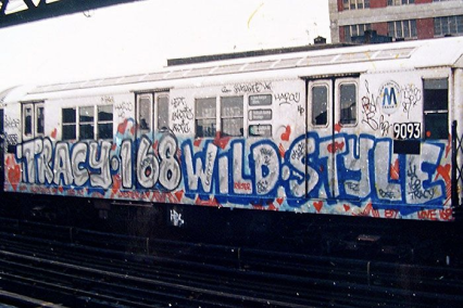 Graffiti Writing on a Train