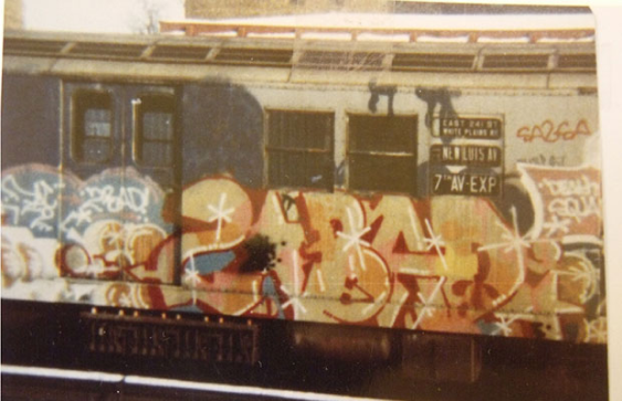 Graffiti Writing on a Train