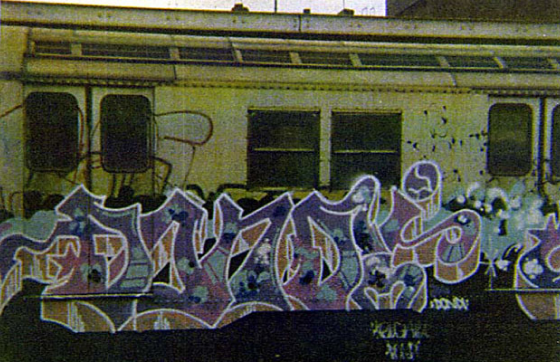 Graffiti Writing on a Train