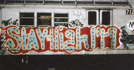 Graffiti Writing on a Train